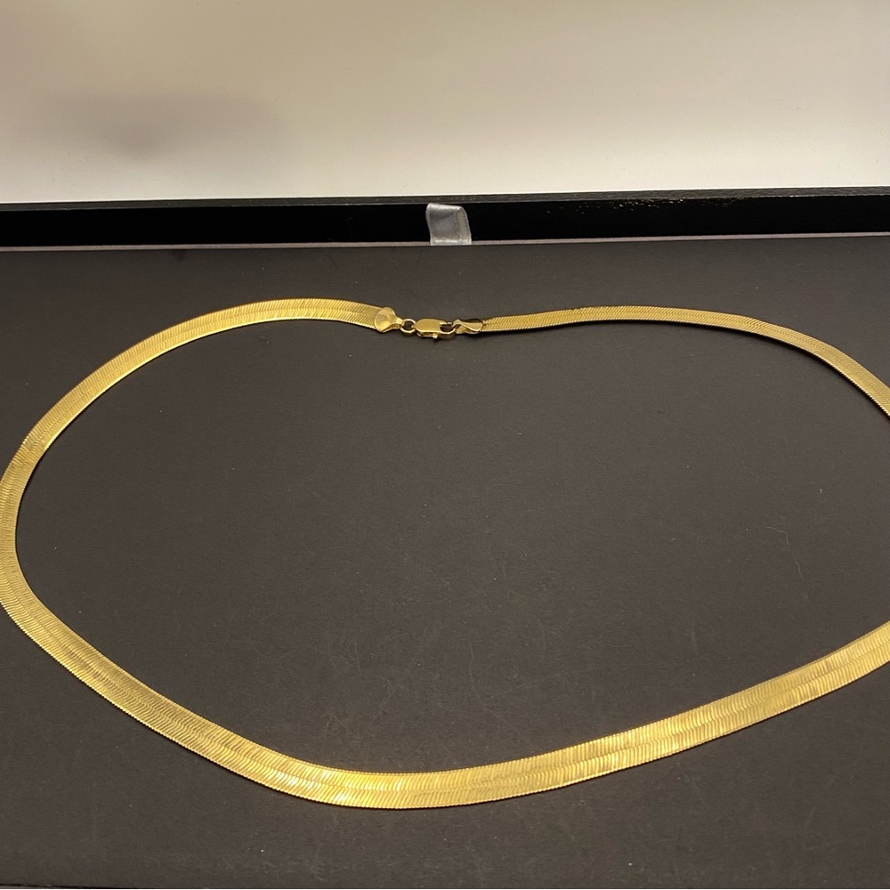 Goldtone Herringbone Chain Necklace - Women Jewelry